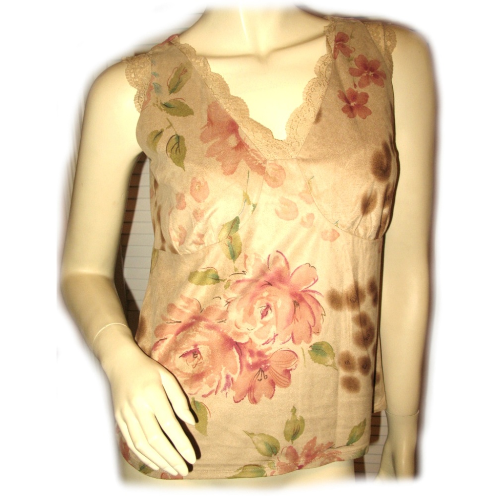 Vintage Y2K 90s Telluride Lace V-Neck Velvet Tank Top 4 Floral Boho Cottagecore